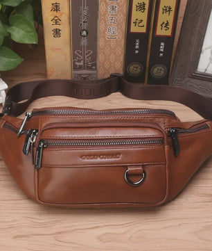 Luxe Leren Heuptas Heren - Retro Stijl Crossbody & Schoudertas