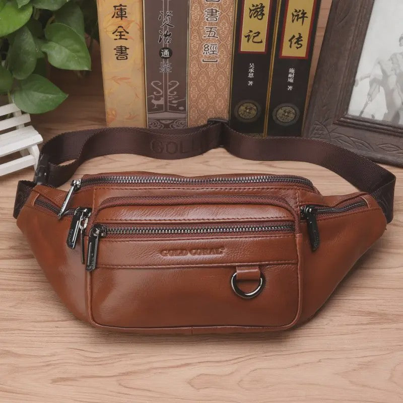 Luxe Leren Heuptas Heren - Retro Stijl Crossbody & Schoudertas