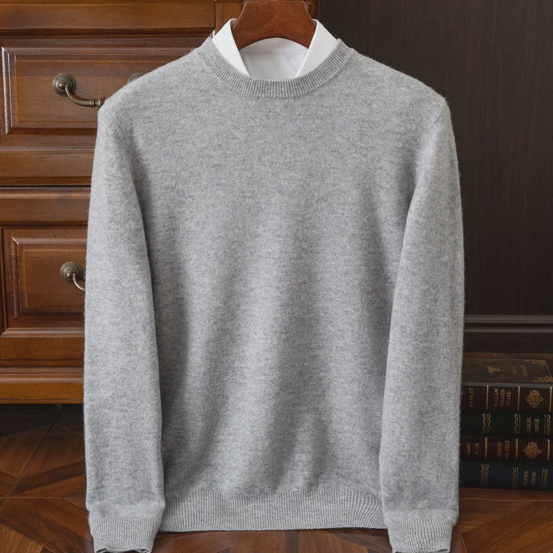 Heren Kasjmier Trui met Ronde Hals - Losse Pasvorm, Oversized - Herfst/Winter Collectie