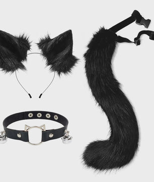 Dierenoren Hoofdband, Staart & Choker Set - Faux Fur Kat, Wolf, Vos - Cosplay & Feestkostuum