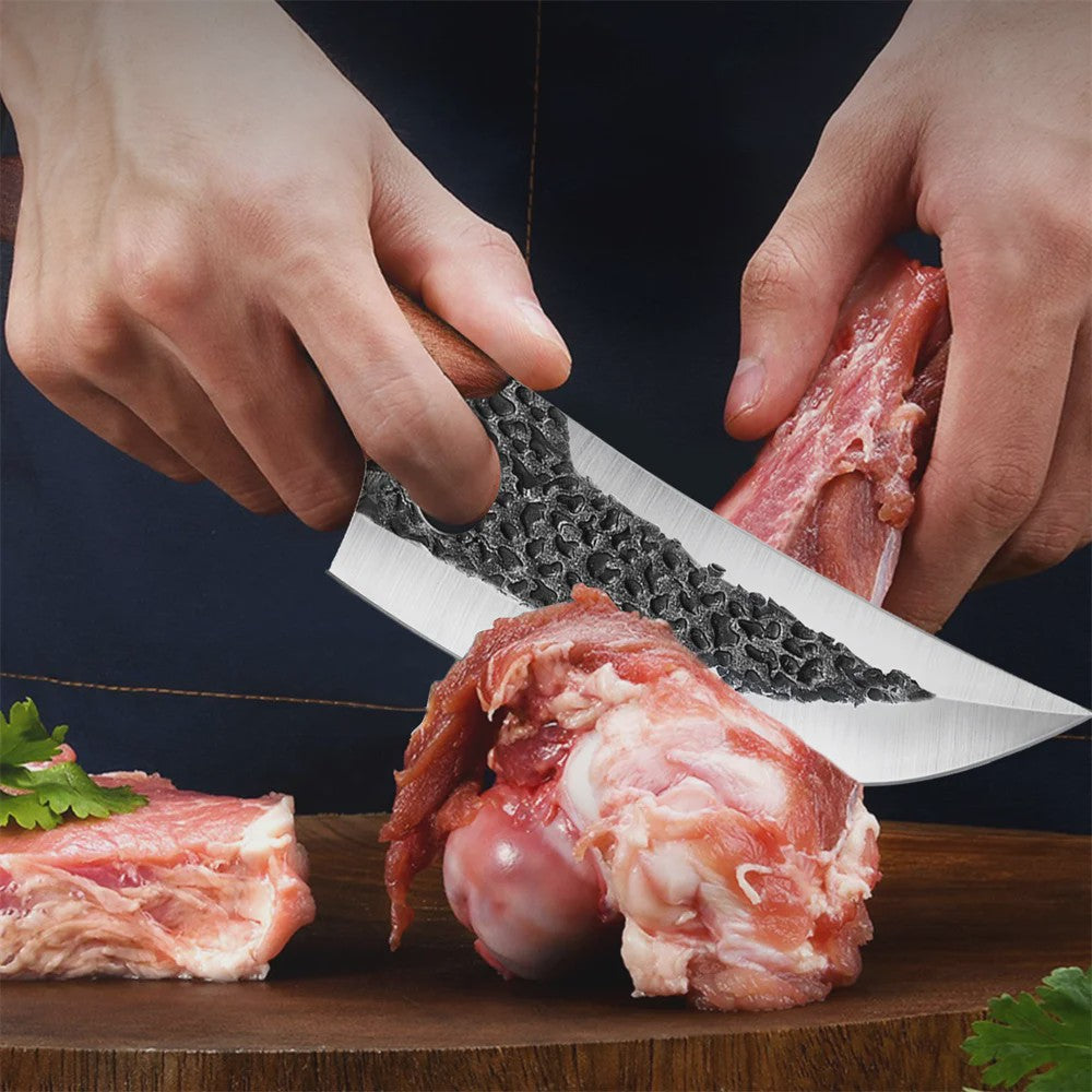Professionele Handgesmede Keukenmes Set - Roestvrij Staal, Scherpe Snede, Ergonomisch Handvat