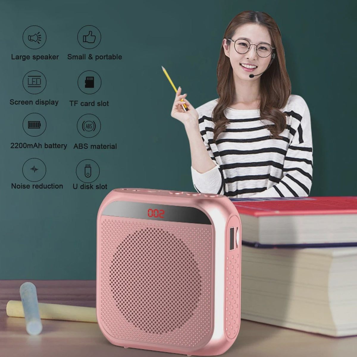Draagbare Megafoon Speaker met Microfoon - Geluidsversterker voor Docenten en Gidsen