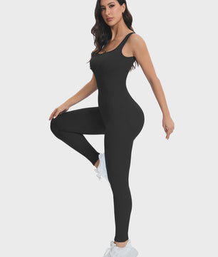 Dames Shapewear Jumpsuit met Ingebouwde BH - Bodycon, Vierkante Hals, Mouwloos & Ribbel Design