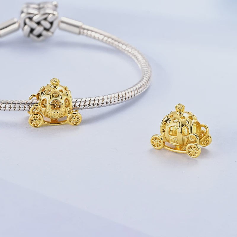 925 Sterling Zilveren Bedel: Gouden Strik met Roze Hart & Kruis met Oog van Horus
