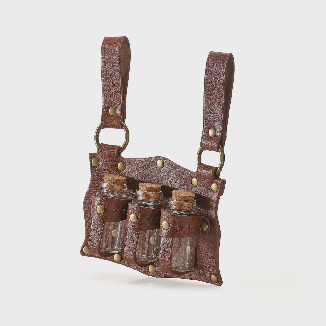 Middeleeuwse Riem Set met Magische Flesjes en Buidel - Halloween Kostuum Prop