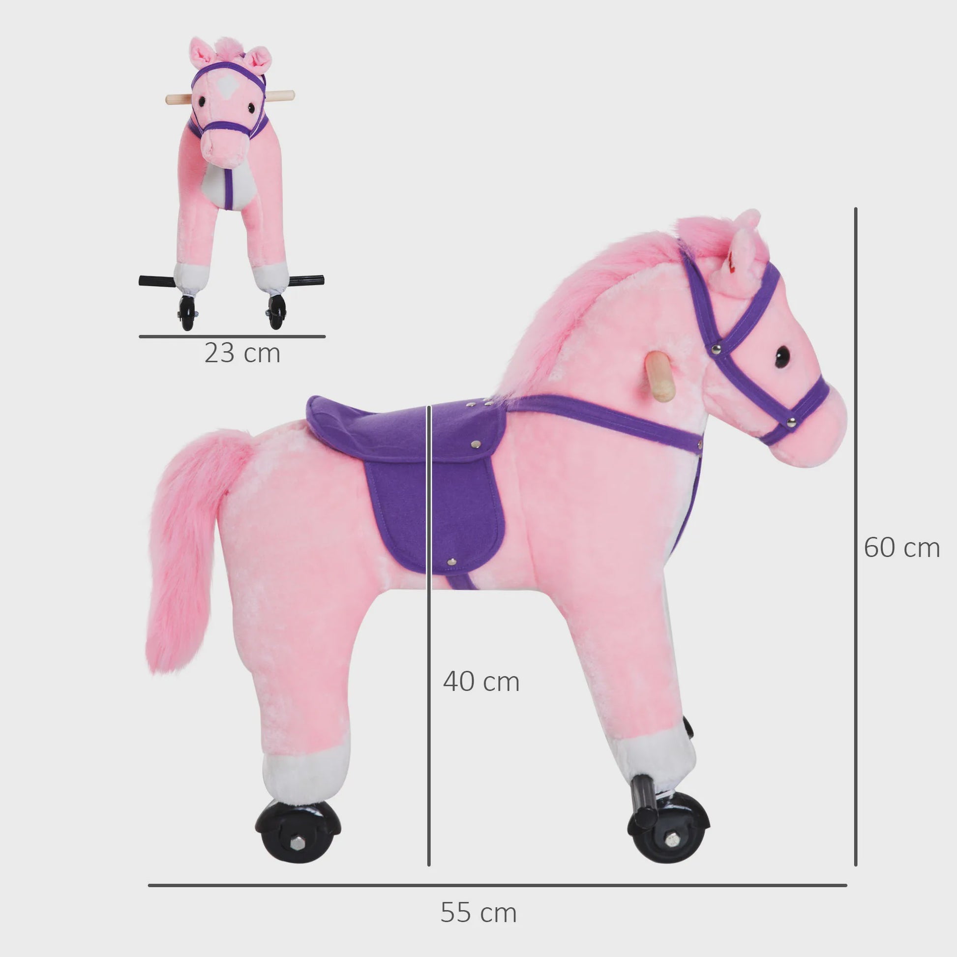 Bruin Hobbelpaard met Wielen, Geluiden en Pedalen - Geschikt voor Kinderen Vanaf 2 Jaar