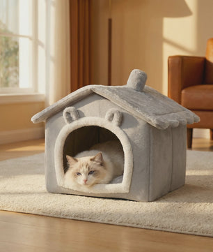 Opvouwbaar Katten- en Hondenhuisje met Uitneembaar Kussen - Wasbaar & Zacht