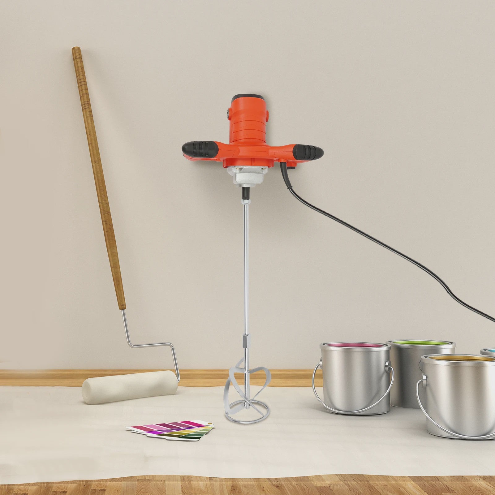 Krachtige Elektrische Betonmolen 1500W - 6 Snelheden, Draagbaar & Handheld voor Cement, Mortel & Gips