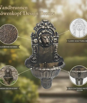 Bronzen Wandfontein Leeuwenkop - Sfeervolle Buitenfontein met Waterval Effect