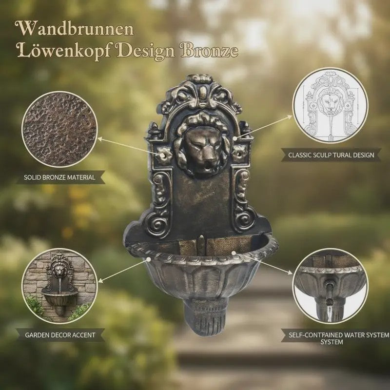 Bronzen Wandfontein Leeuwenkop - Sfeervolle Buitenfontein met Waterval Effect