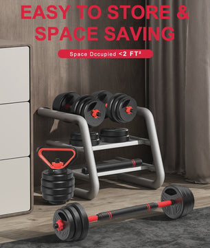GartistGO 3-in-1 Verstelbare Dumbbell & Barbell Set 20kg - Krachttraining Thuis