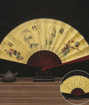Chinese Vintage Vouwventilator 33cm met Houten Handvat - Klassiek en Stijlvol