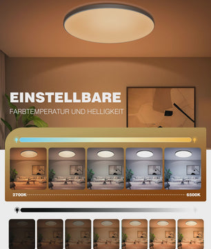 Slimme Plafondlamp LED RGB 24W Dimbare Rond Zwart 30cm met Afstandsbediening & App Bediening