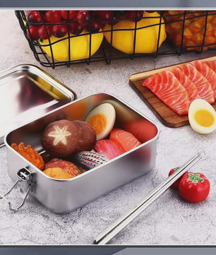 RVS Bento Lunchbox met Afsluitbare Clips - Voedselcontainer voor Werk en School
