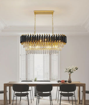Moderne Zwarte Kristallen Kroonluchter Rond 5-Tier Ø60cm Dimbare Hanglamp