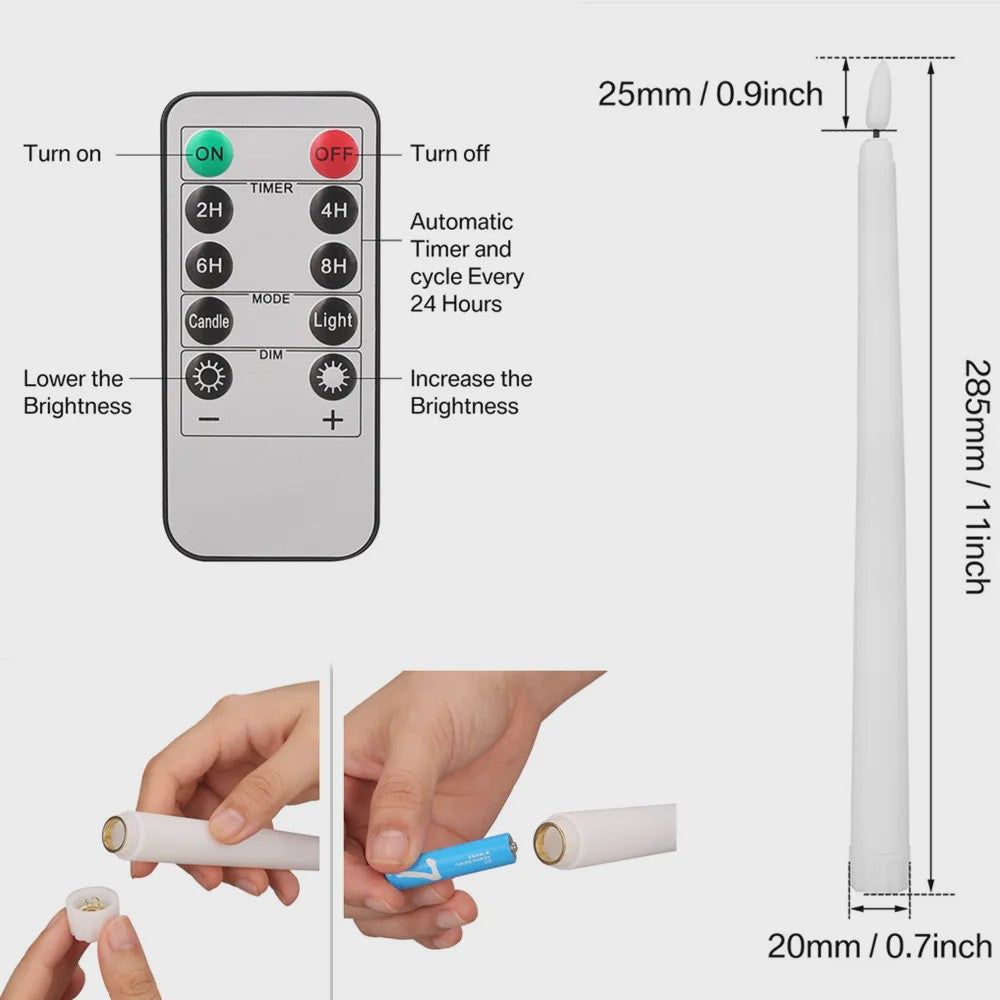 LED Flakkerende Taper Kaarsen 11 inch met Afstandsbediening - Sfeervol en Veilig