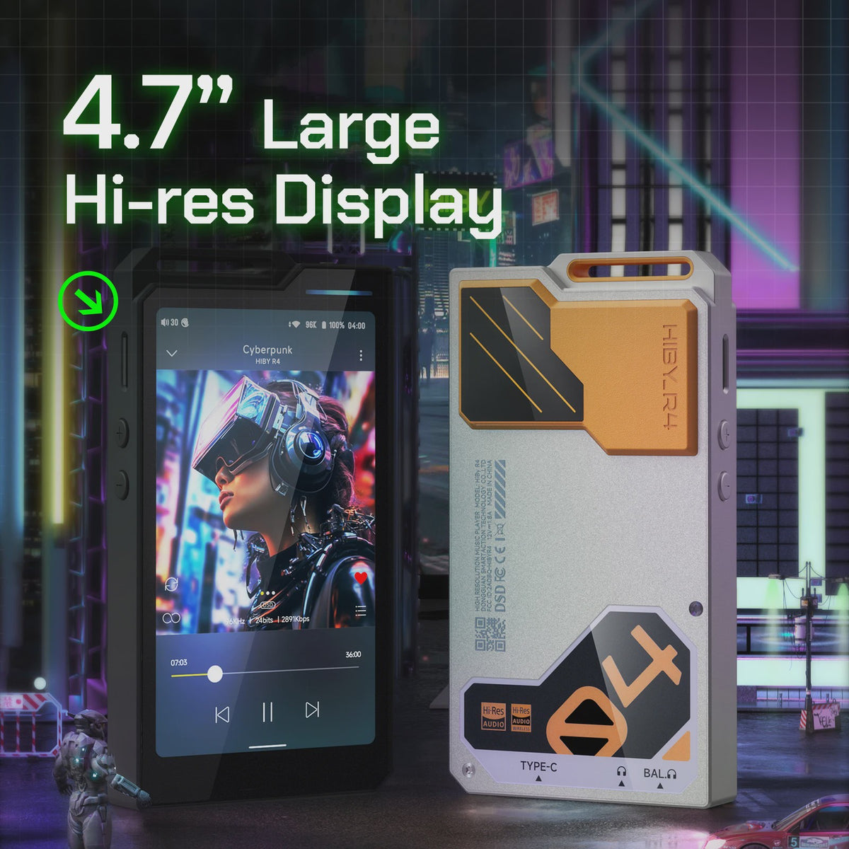HiBy R4 HiFi Music Player: Quad DAC, Android 12, MQA & DSD256 met 11 uur batterijduur