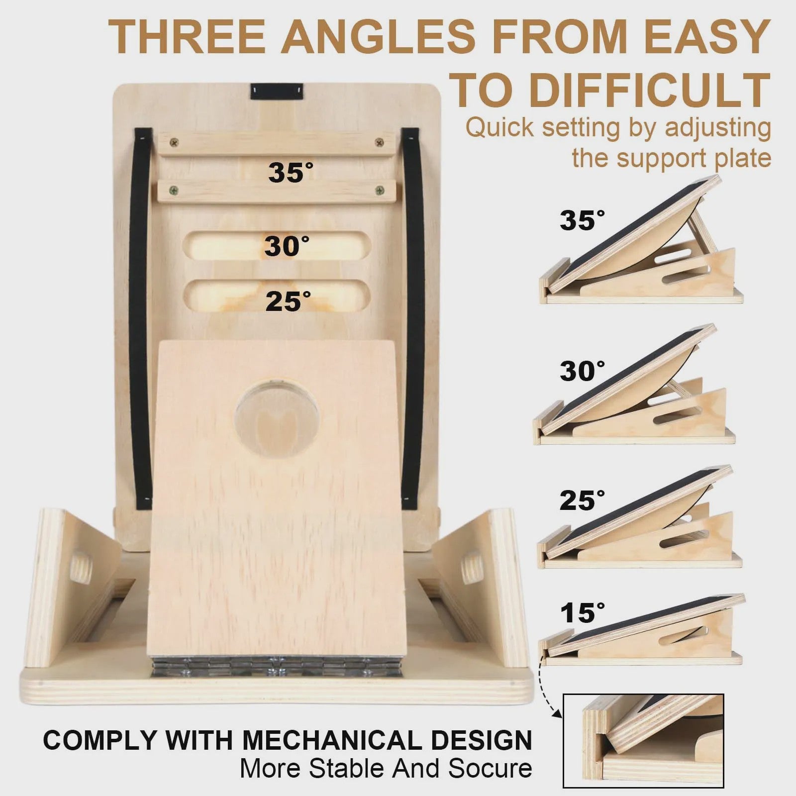 Verstelbare Houten Incline Board & Balansbord - Fitness, Yoga, Pilates