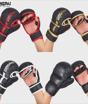 GINGPAI Professionele MMA Bokshandschoenen - Half Vinger Training voor Heren, Dames & Kinderen