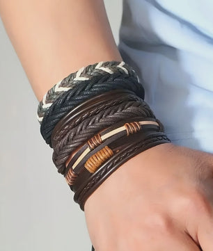 Set van 20 Handgemaakte Leren Armbanden voor Heren & Dames - Etnisch & Bohemien Stijl