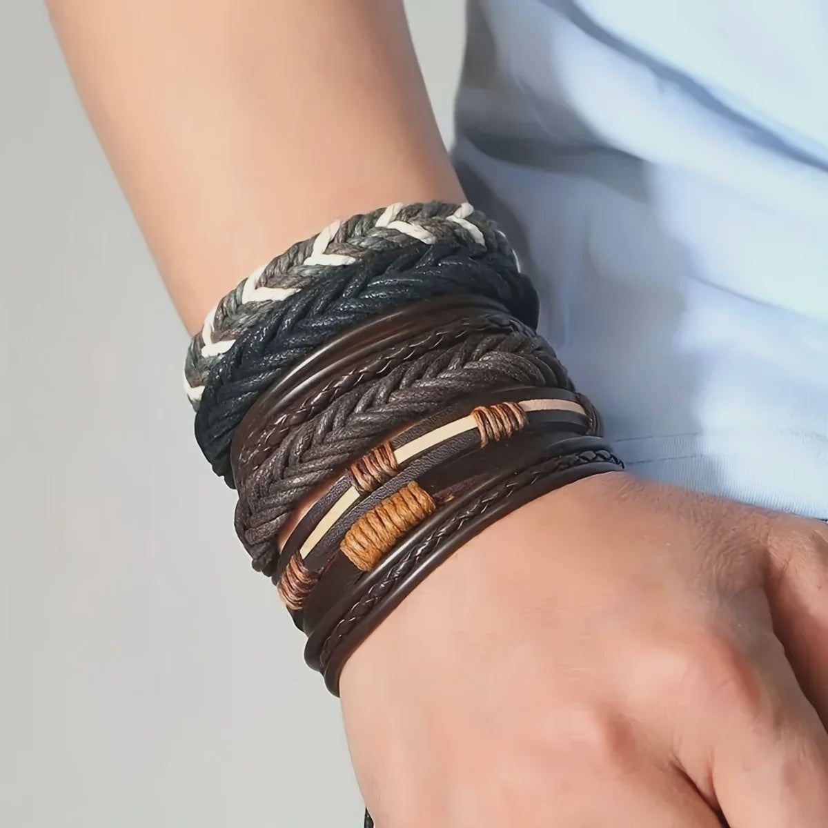 Set van 20 Handgemaakte Leren Armbanden voor Heren & Dames - Etnisch & Bohemien Stijl