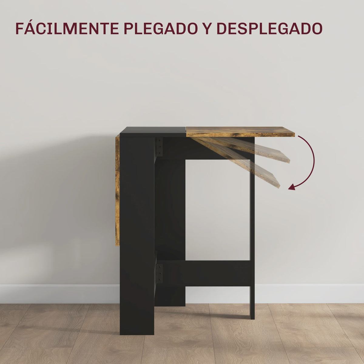 Homcom Klaptafel met 2 Uitklapbare Vleugels - 103x76x73.5 cm - Veelkleurig