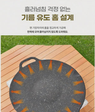 KOSUN Grillpan Rond Non-stick Maifan Steen - Indoor/Outdoor BBQ, Gas & Inductie