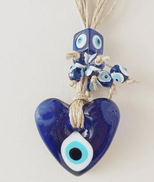 Blauw Turks Oog Hanger met Touw - Decoratie voor Auto, Muur & Huis