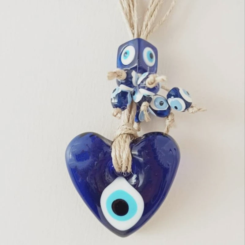Blauw Turks Oog Hanger met Touw - Decoratie voor Auto, Muur & Huis