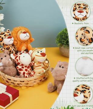 12-36 Stuks Kleine Safari Knuffeldieren - 12cm Jungle Dieren Pluche Speelgoed voor Feestjes & Cadeaus