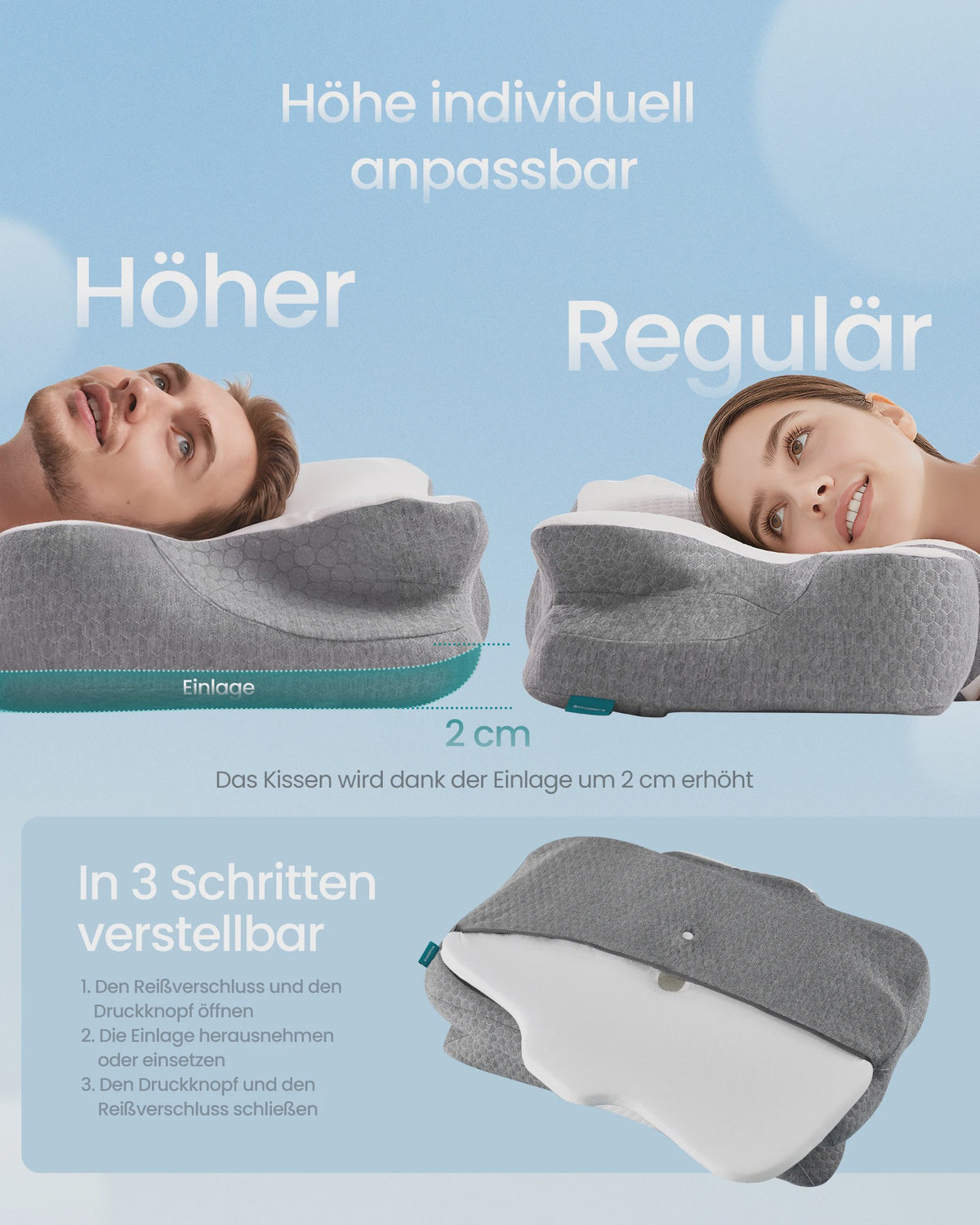 Ergonomisch Nekkussen van Traagschuim - Hoogte Verstelbaar & Wasbare Hoes