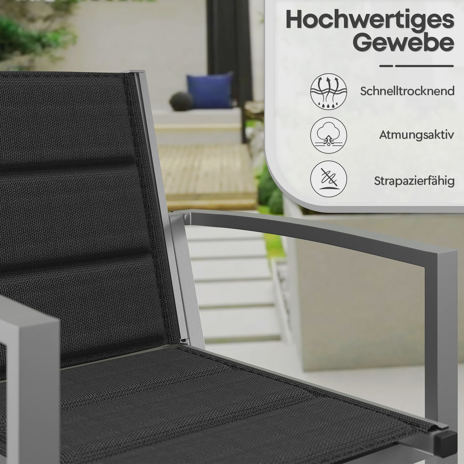 Set van 2 Devoko Tuinstoelen - Weerbestendig Aluminium, Ideaal voor Tuin, Balkon & Camping