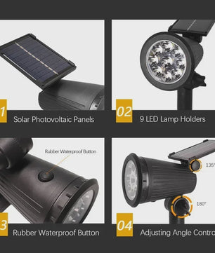 Solar LED Tuin Spots (2 stuks) - Verstelbaar, Waterdicht & Automatisch Verlichtend