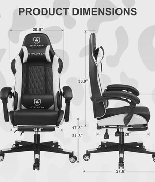 Ergonomische GTPLAYER Gaming Chair met Voetensteun en Verstelbare Kussens - Comfortabel Gamestoel & Kantoorstoel