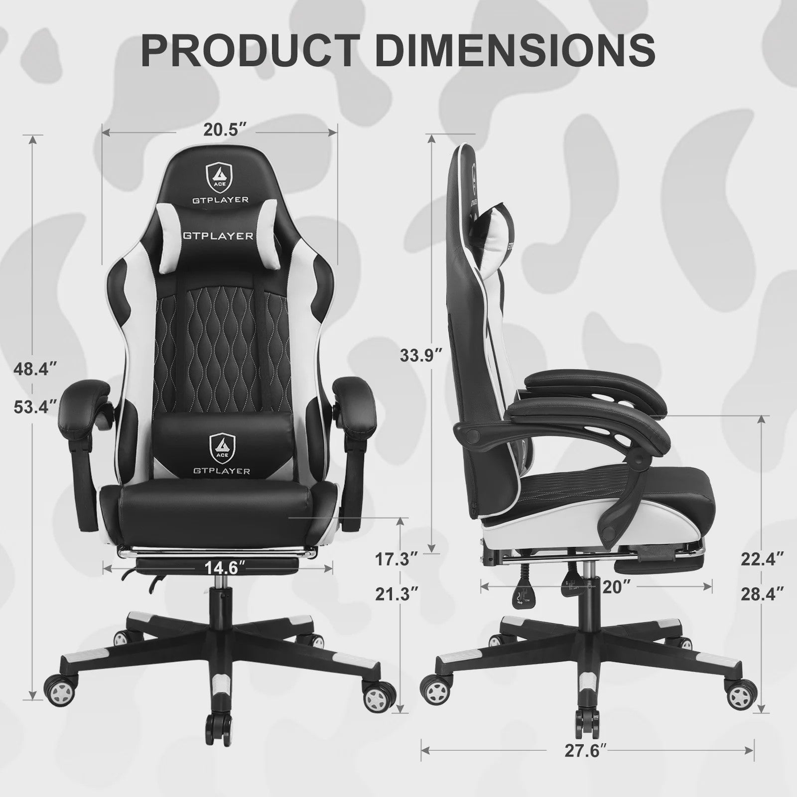 Ergonomische GTPLAYER Gaming Chair met Voetensteun en Verstelbare Kussens - Comfortabel Gamestoel & Kantoorstoel