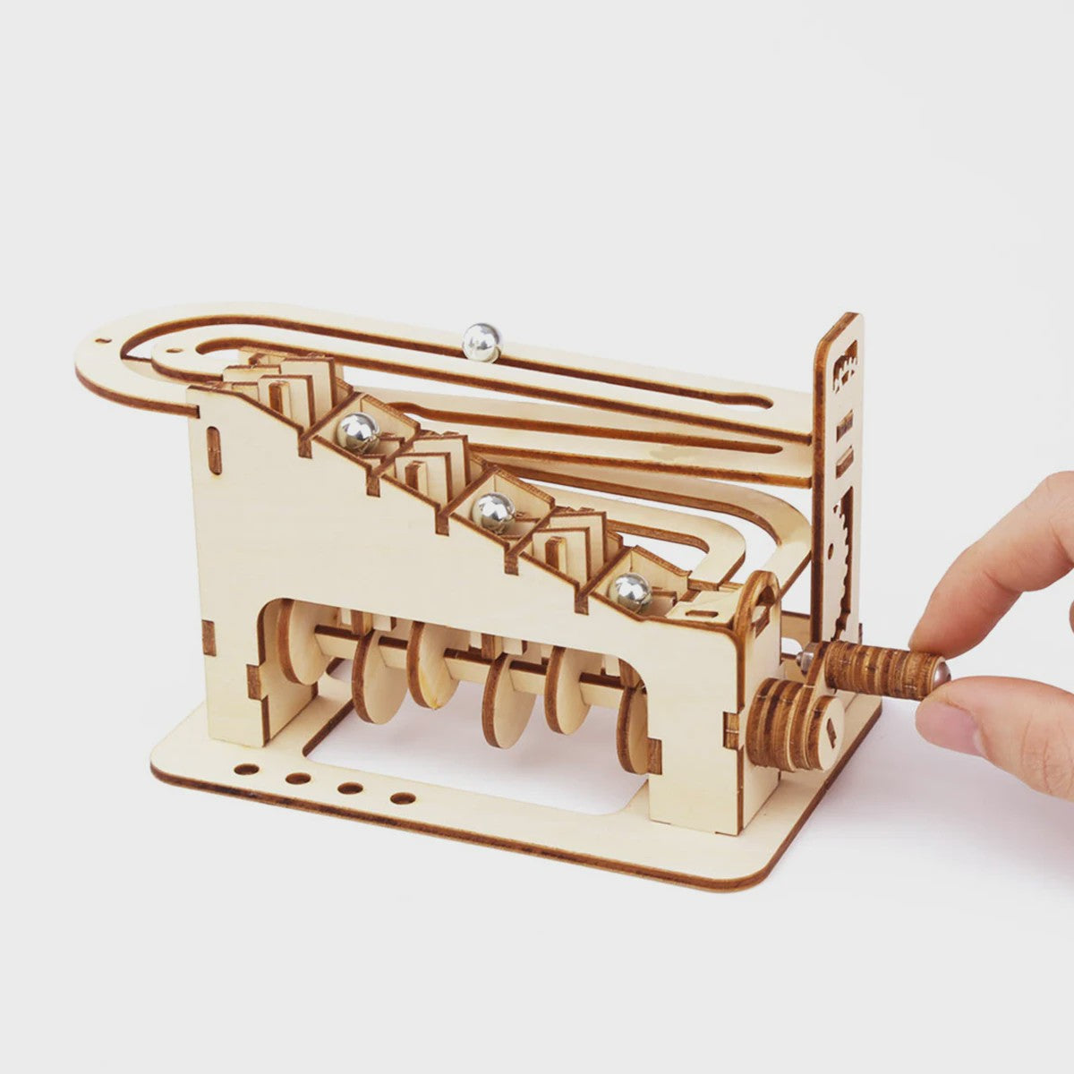 Houten 3D Puzzel: Spiraal Marble Run Modelbouw Kit voor Volwassenen en Tieners