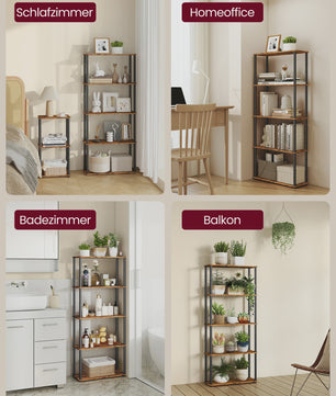 Industriële Stellingkast 5 Niveaus - 60x23.8x139 cm - Bruin-Zwart