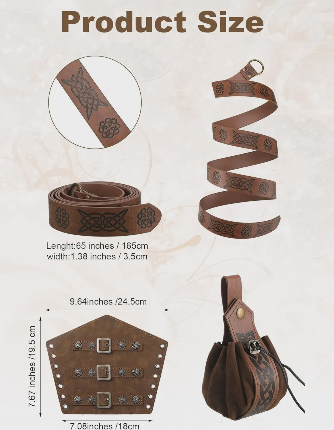 Herfst/Winter Herenkostuum: Middeleeuws Renaissance Viking Set (6-delig)