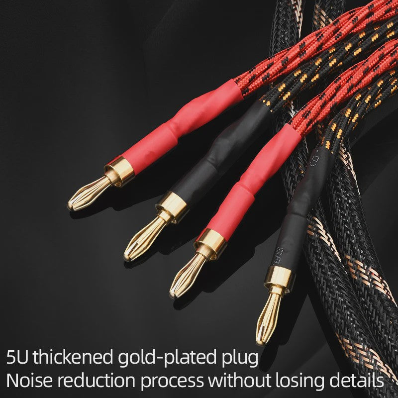 High-End Hifi Luidsprekerkabel - 6N OFC Koper, Vergulde Banana/Y-stekkers
