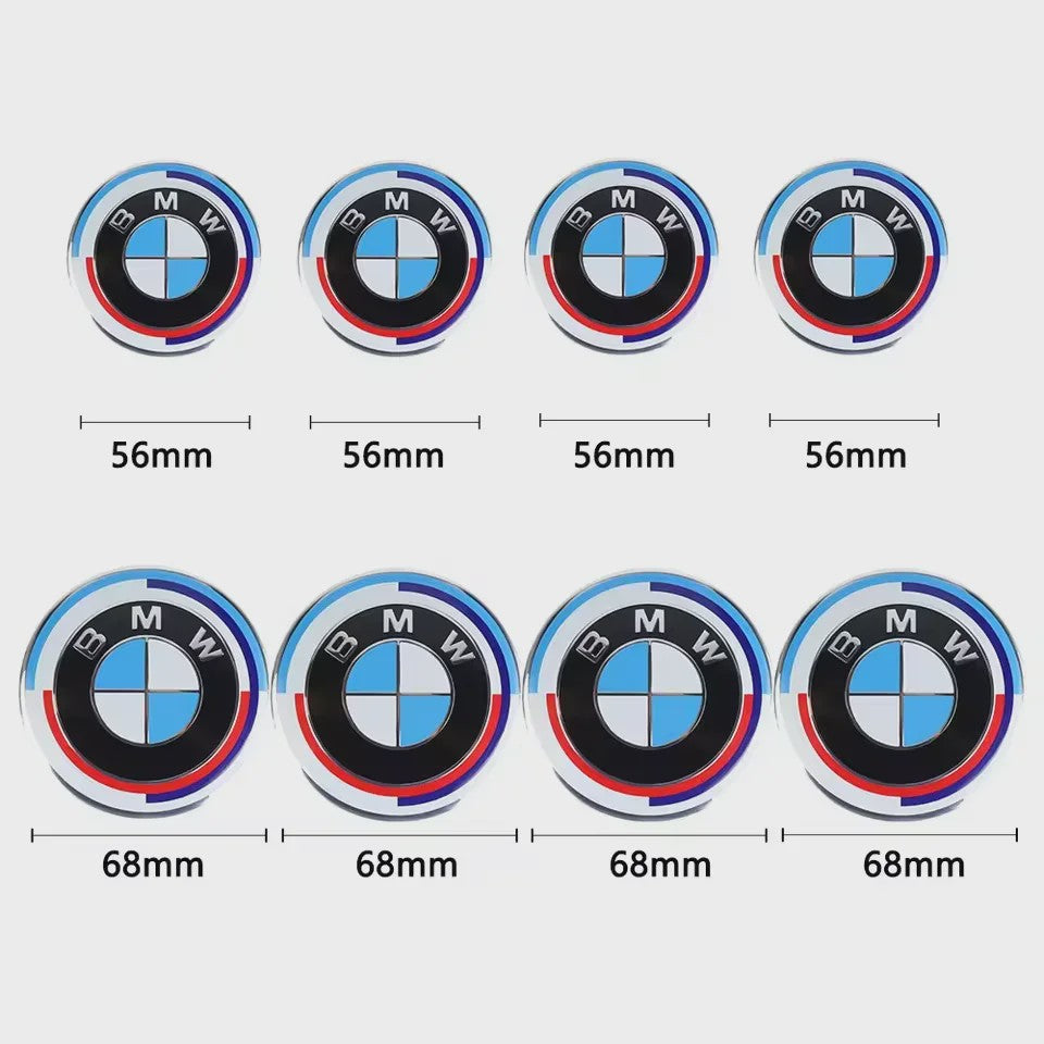 4x BMW Velgdopjes 56mm/68mm - 50th Anniversary Editie