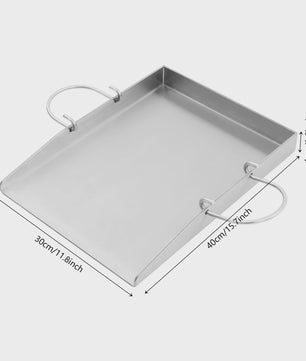 RVS Grillplaat met Handvatten en Spatels - Ideaal voor Buiten BBQ, Camping & Familie Diner