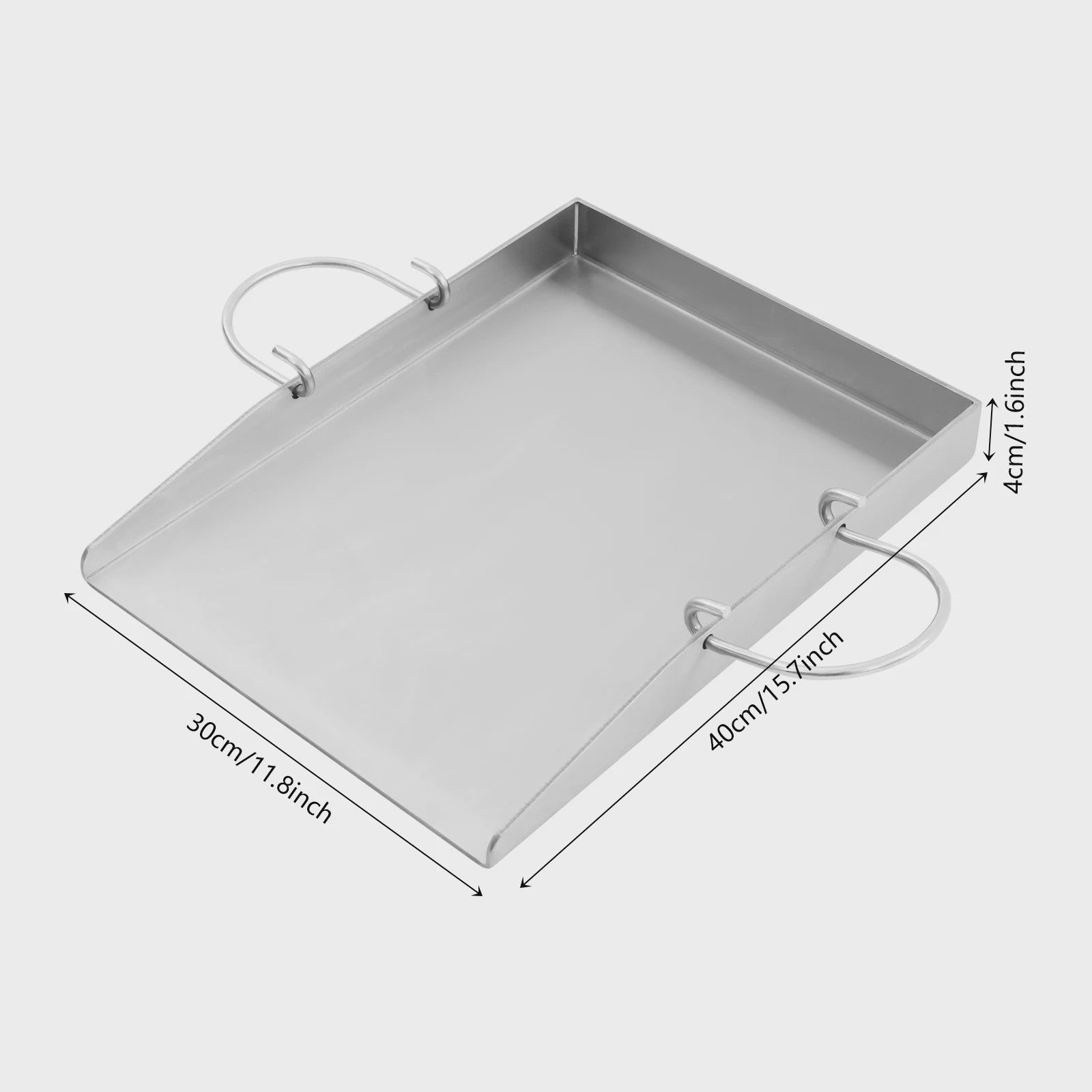 RVS Grillplaat met Handvatten en Spatels - Ideaal voor Buiten BBQ, Camping & Familie Diner