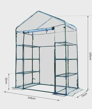 Outsunny Kweekkas Tuinkas met 4 etages - 143x73x195cm - PVC Hoes & Stalen Frame