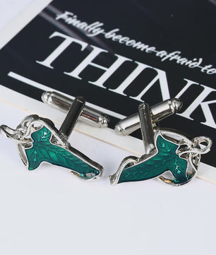 Elegante Manchetknopen met Groen Elf Blad Design - Unisex Klassiek & Stijlvol