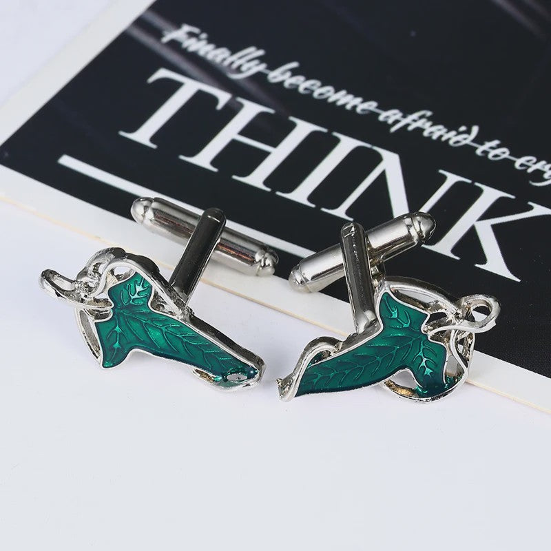 Elegante Manchetknopen met Groen Elf Blad Design - Unisex Klassiek & Stijlvol