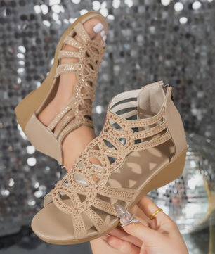 Dames Romeinse Sandalen met Wedge Hak en Versiering - Zomer 2026
