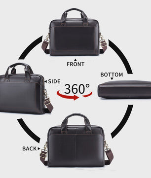 Luxe Leren Laptoptas Heren - Toplaags Koeienhuid Aktetas