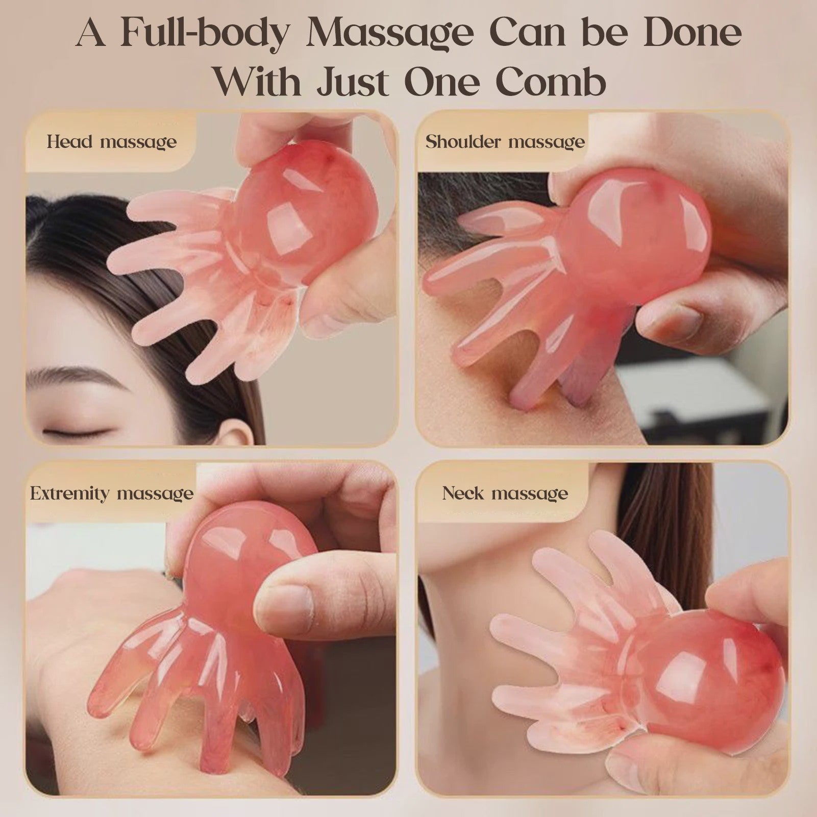 Octopus Hoofdmassager - Ontspannende Hoofdhuidmassage & Acupressuur Tool