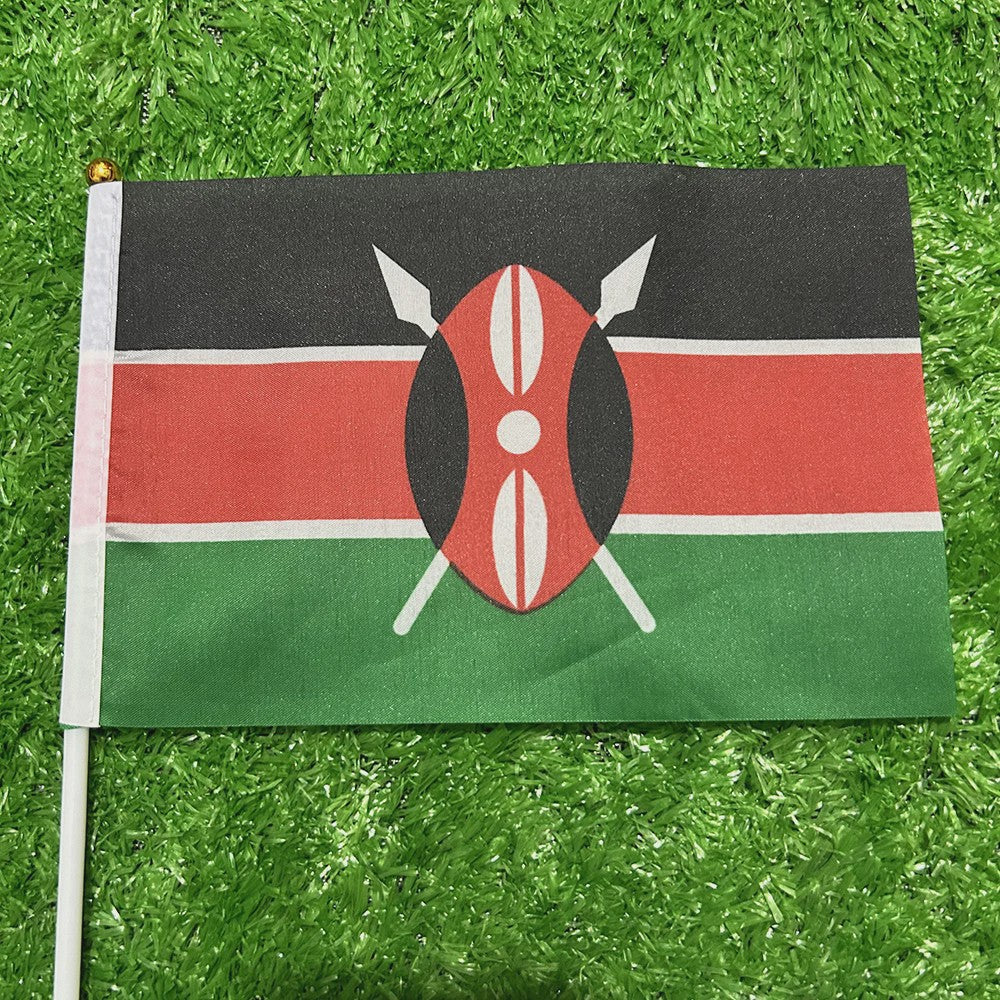 Kenya Handvlag met Plastic Stok - 21x14cm - Ideaal voor Sport, Decoratie & Feesten