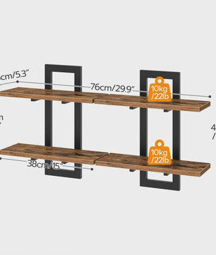 Zwevende Wandplanken Set van 2 - Decoratieve en Functionele Opbergplanken voor Woonkamer, Slaapkamer en Keuken